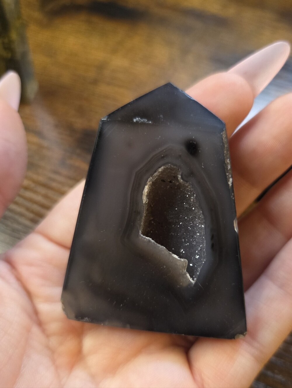 Black Agate Druzy Tower A